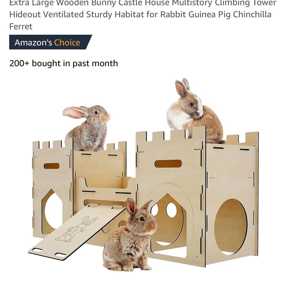 Wooden Bunny Castle House - Natural